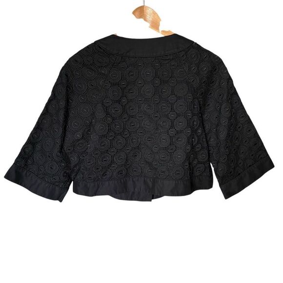 Laundry by Shelli Segal Women's Black Applique Embroidered Cropped Jacket 2 - Picture 3 of 5